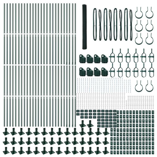 vidaXL Fence Post Green 100 x 1.6 m (25 mm mesh) Steel and PVC