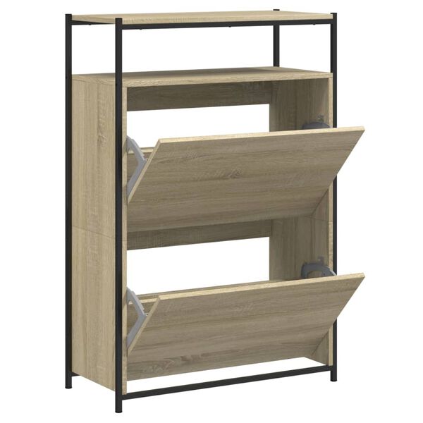 vidaXL Shoe Cabinet Sonoma Oak 75x34x112 cm Engineered Wood