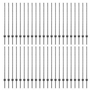 vidaXL Embedded Fence Post 44 pcs Grey 160 cm Powder-Coated Steel