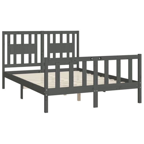 vidaXL Bed Frame without Mattress Grey Solid Wood Pine 120x200 cm