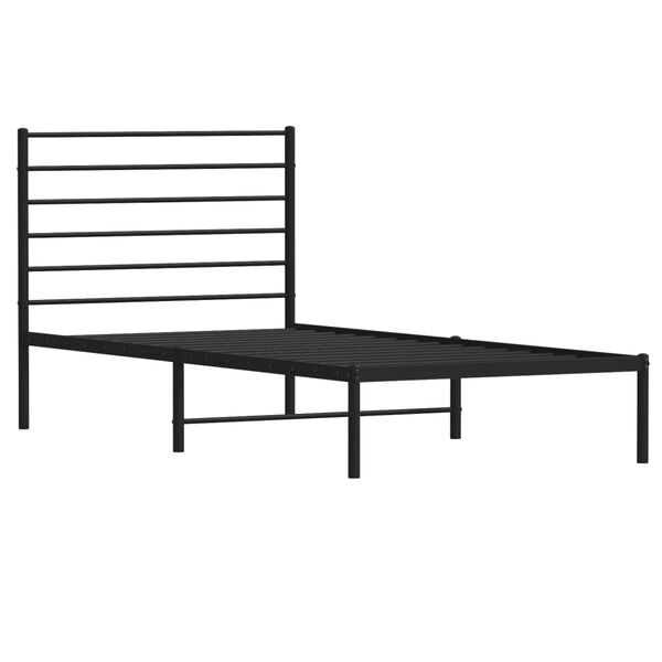 vidaXL Metal Bed Frame without Mattress with Headboard Black 90x200cm