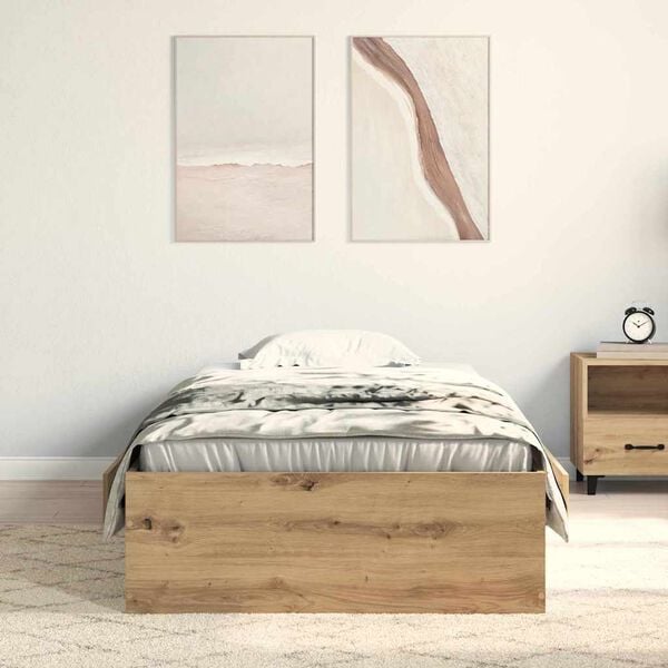 vidaXL Bed Frame with Drawers Artisan oak 90 x 200 cm Engineered wood