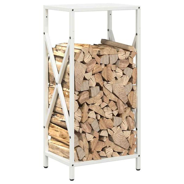 vidaXL Firewood Rack White 34x25x70 cm Cold-rolled steel