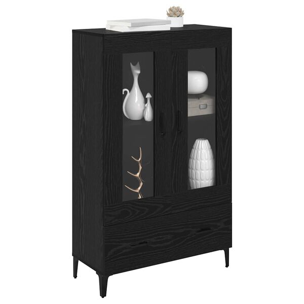 vidaXL Highboard Black Oak 70 x 31 x 115 cm Engineered Wood and Iron