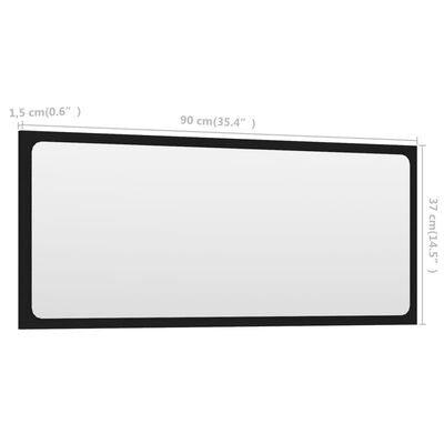 vidaXL Bathroom Mirror Black 90x1.5x37 cm Engineered Wood
