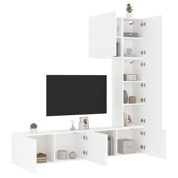 vidaXL 5 Piece TV Wall Units White Engineered Wood