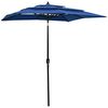 vidaXL 3-Tier Garden Parasol with Aluminium Pole Azure Blue 2x2 m