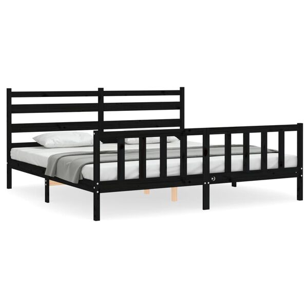 vidaXL Bed Frame without Mattress Black Solid Wood Pine