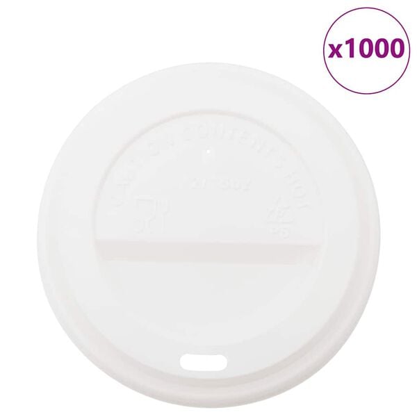 vidaXL Paper Coffee Cup Lids &Oslash;90 mm 12oz and 16oz 1000 pcs White Plastic