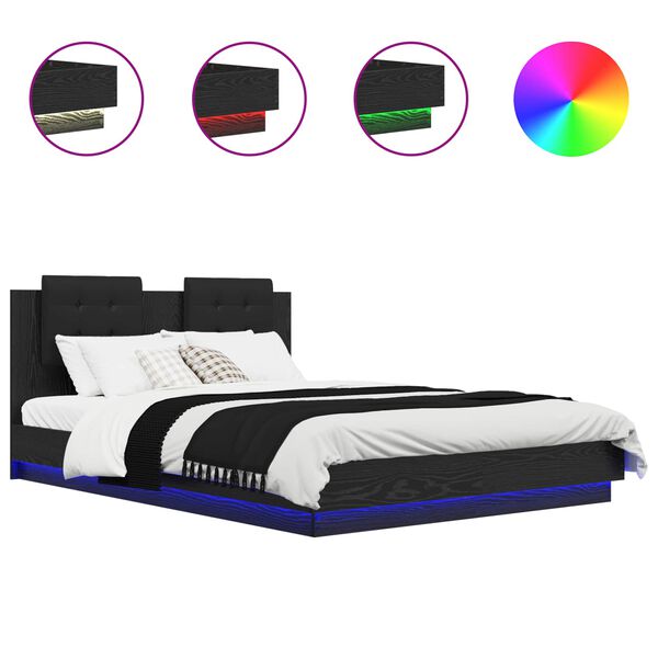 vidaXL Bed Frame with Headboard Black Oak 120 x 200 cm Engineered Wood