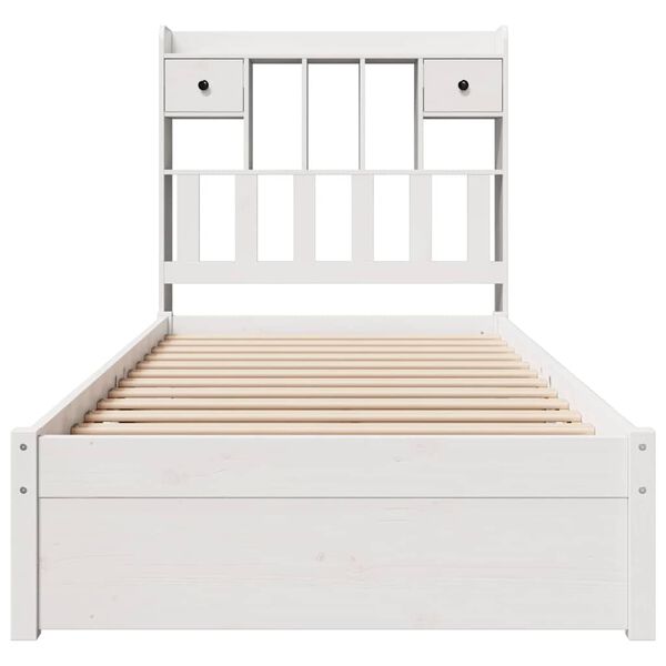 vidaXL Bookcase Bed without Mattress White 75x190cm Small Single Solid Wood Pine