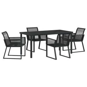 vidaXL Garden Dining Set 5 pcs Black Powder-Coated Steel