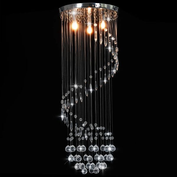 vidaXL Ceiling Lamp with Crystal Beads Silver Spiral G9