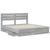 vidaXL Bed Frame with Drawer Grey Sonoma 200 x 200 cm Engineer Wood