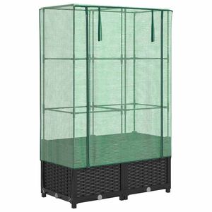 vidaXL Garden Planter with Greenhouse Cover&Wheels 2 pcs Black PP