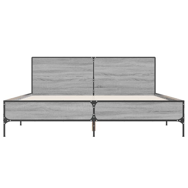 vidaXL Bed Frame without Mattress Grey Sonoma 135x190 cm Double