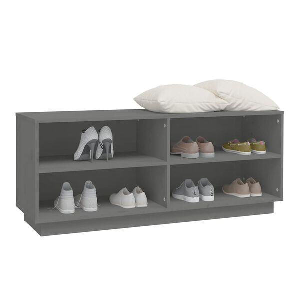 vidaXL Shoe Cabinet Grey 110x34x45 cm Solid Wood Pine