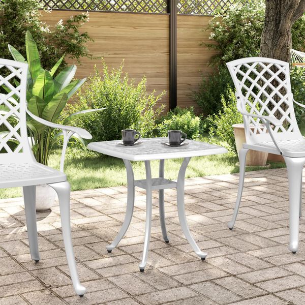 vidaXL Garden Table White 53x53x53 cm Cast Aluminium