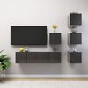 vidaXL 6 Piece TV Cabinet Set High Gloss Grey Engineered Wood