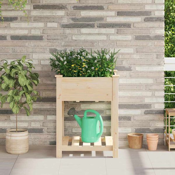 vidaXL Garden Planter Beige 60.5 x 60 x 76.5 cm Solid Fir Wood