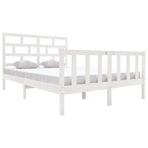 vidaXL Bed Frame without Mattress White Solid Wood Pine King Size