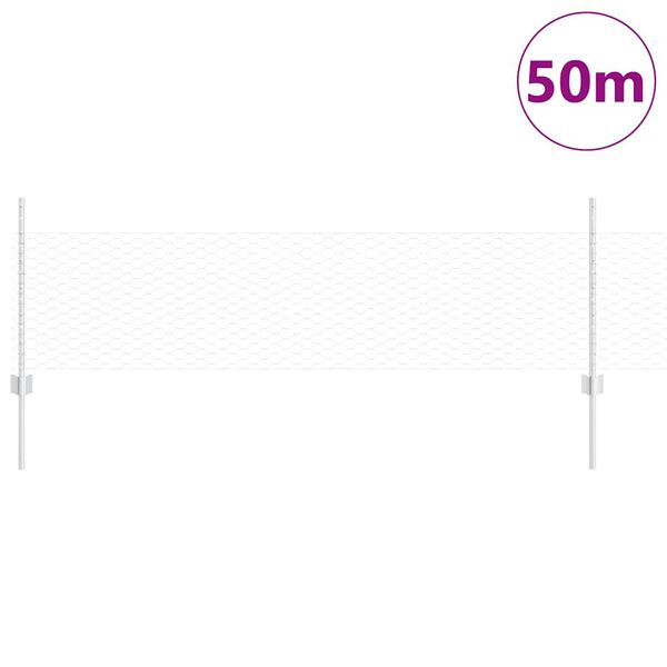 vidaXL Fence with Post Silver 0.5 x 50 m Steel
