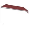 vidaXL Manual Retractable Awning with LED Burgundy 350x250 cm