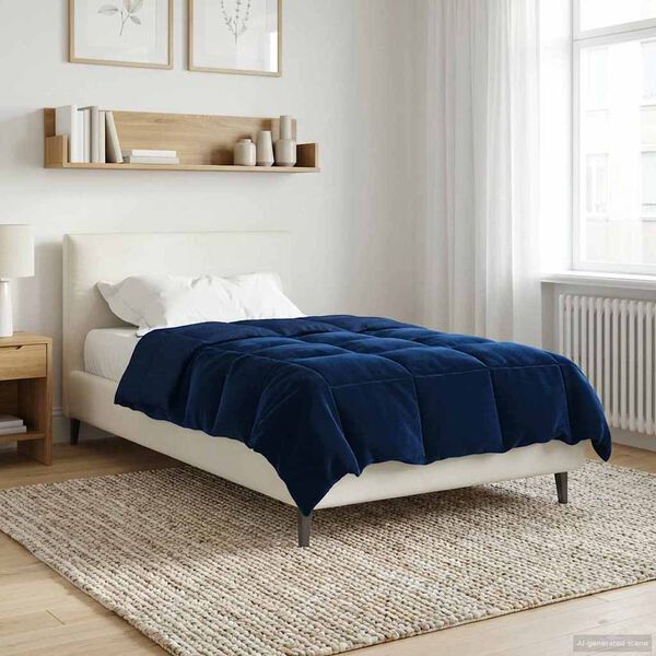 vidaXL Full Year Duvet Quilted Dark Blue 140 x 220 cm Microfiber