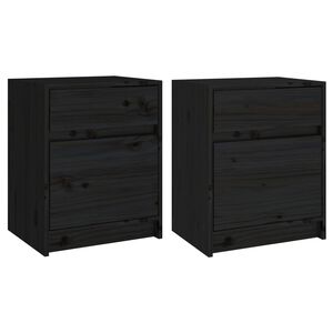 vidaXL Bedside Cabinets 2 pcs Black 40x31x50 cm Solid Wood Pine