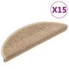 vidaXL Stair Mat | Set of 15 | Sand | 89% Polypropylene, 5% Polyester, 6% Cotton