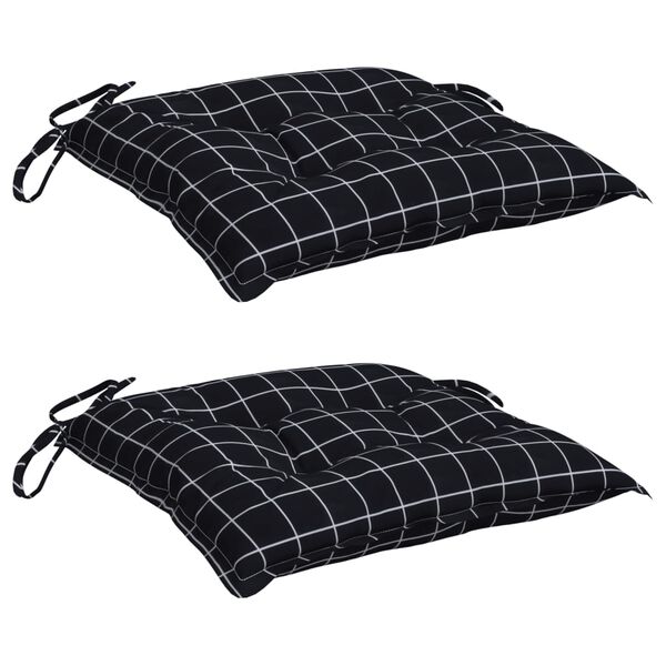 vidaXL Chair Cushions 2 pcs Black Check Pattern 50x50x7 cm Oxford Fabric