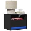 vidaXL Wall-mounted Bedside Cabinet with LED Lights Black