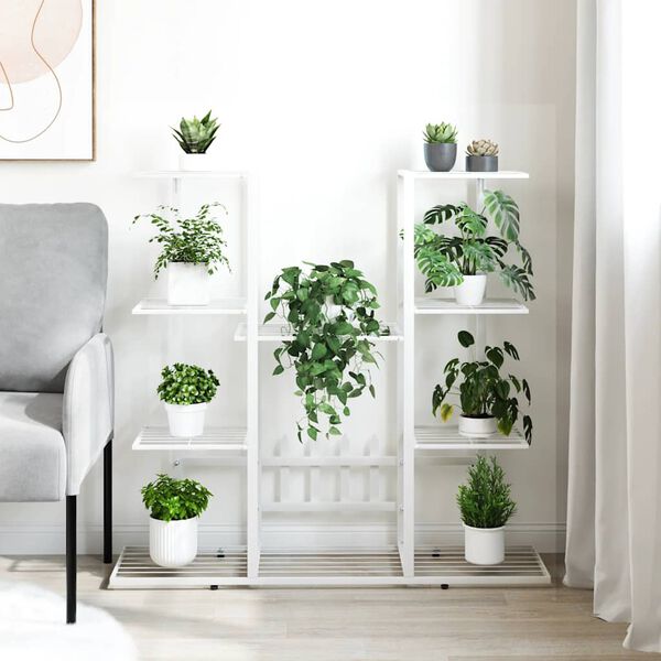 vidaXL Flower Stand 94.5x25x89 cm White Iron