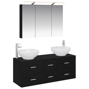 vidaXL Bathroom Furniture Set 4 pcs Black Oak