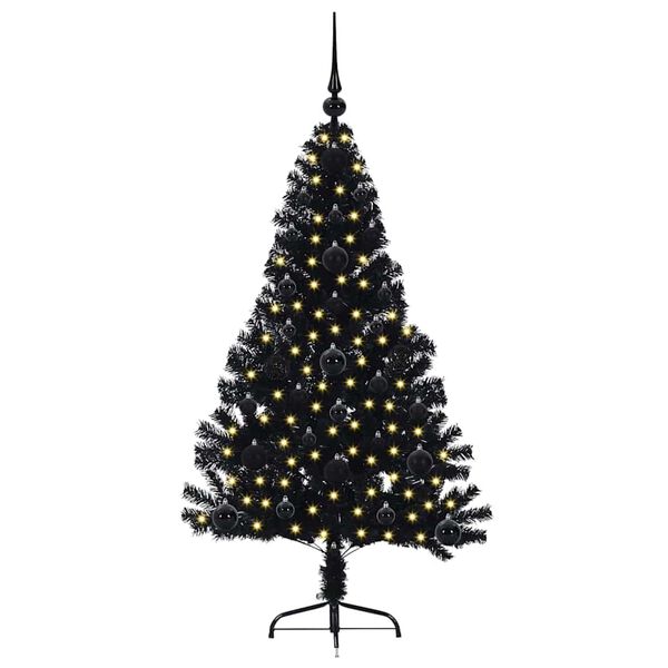 vidaXL Artificial Pre-lit Christmas Tree Black 120 cm PVC