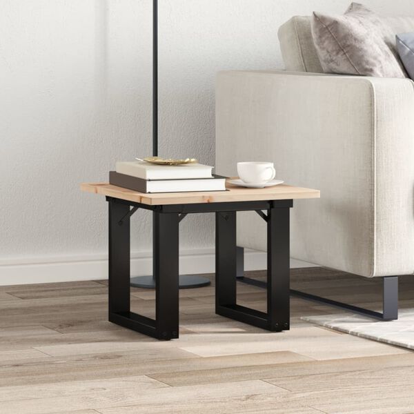 vidaXL Coffee Table O-Frame 50x50x35 cm Solid Wood Pine and Steel