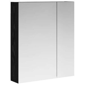 vidaXL Bathroom Mirror Cabinet Black Oak 60 x 14.5 x 70 cm