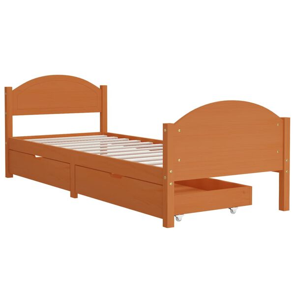 vidaXL Bed Frame without Mattress Honey Brown Solid Wood 90x200 cm (322036+321987)
