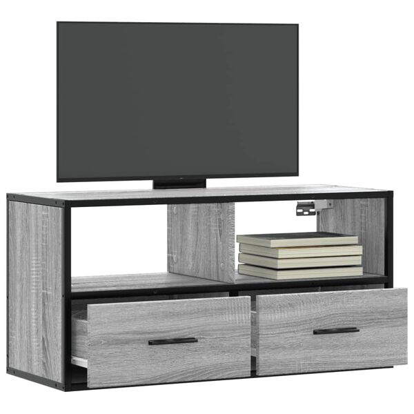 vidaXL TV Cabinet Grey Sonoma 80x31x39.5 cm Engineered Wood and Metal
