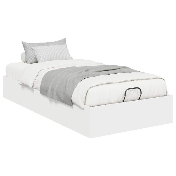vidaXL Ottoman Bed Frame with Storage White 203 x 90 x 25 cm Chipboard
