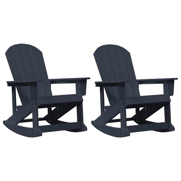 vidaXL Adirondack Rocking Chairs 2 pcs Navy Blue HDPE