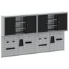 vidaXL Tool Cabinet Set with Shelf 4 pcs Black Powder-Coated Steel
