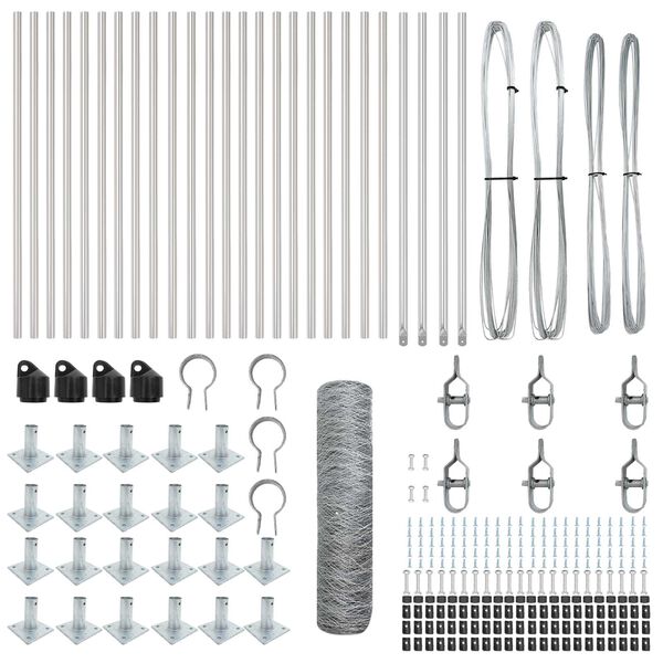 vidaXL Fence Post Silver 50 x 1 m (50 mm mesh) Steel