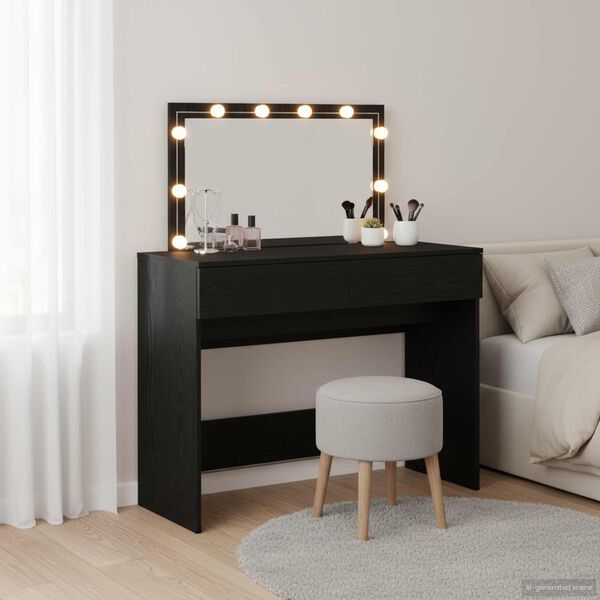 vidaXL Dressing Table Black Oak 100 x 40 x 120 cm Engineered Wood