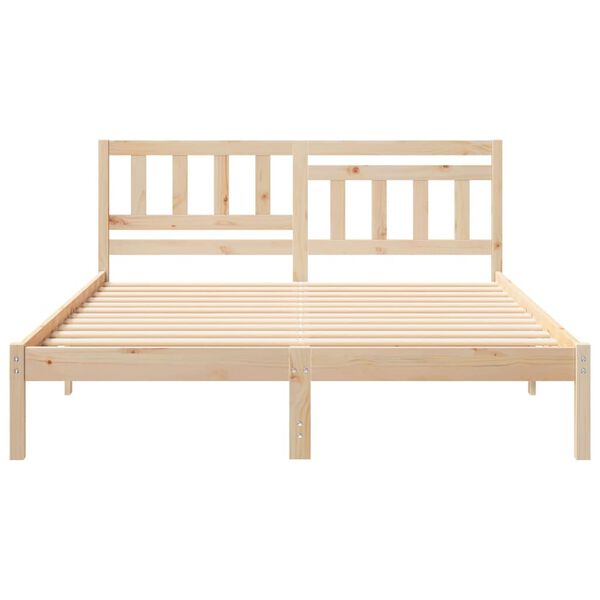 vidaXL Bed Frame with Headboard Brown 140 x 200 cm Solid Pine Wood