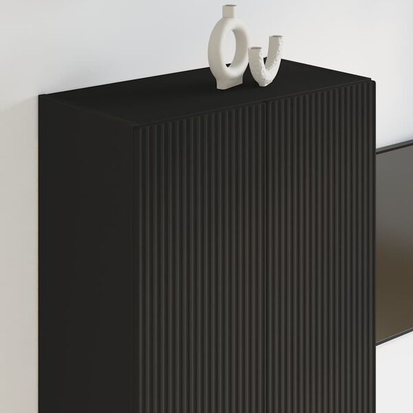 vidaXL TV Wall Cabinet Black 59.5 x 31 x 100 cm Engineered Wood