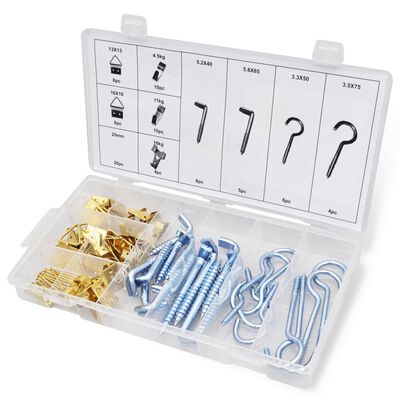 83 pcs Hook Assortment Kit Screw-in Eyelet Angle Wall Ceiling