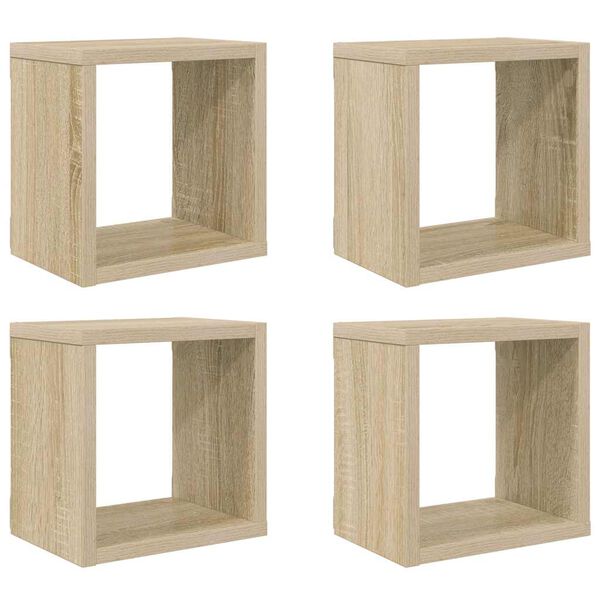 vidaXL Wall Cube Shelves 4 pcs Sonoma Oak 22x15x22 cm
