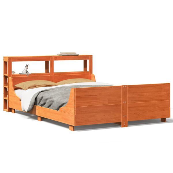 vidaXL Bed Frame without Mattress Wax Brown 140x200 cm Solid Wood Pine