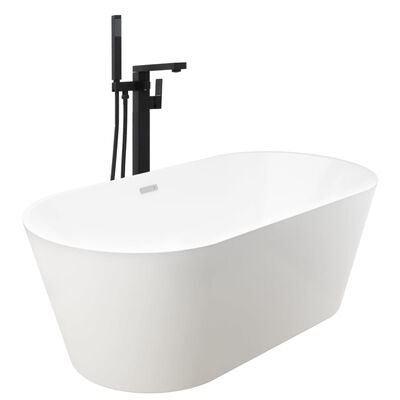 vidaXL Freestanding Bathtub and Faucet 220 L 90 cm Black